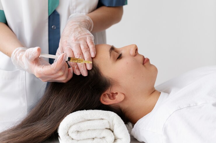 side view woman getting prp treatment 23 2149404689